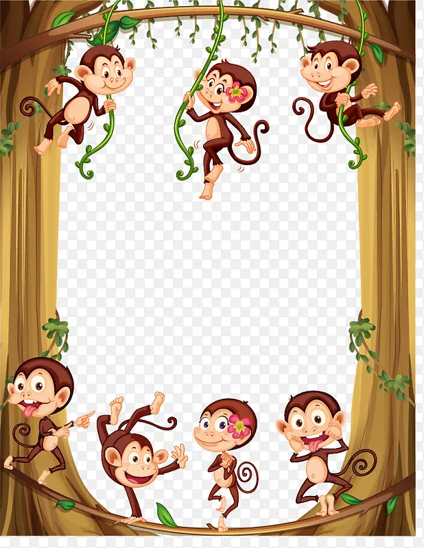 矢量猴子边框