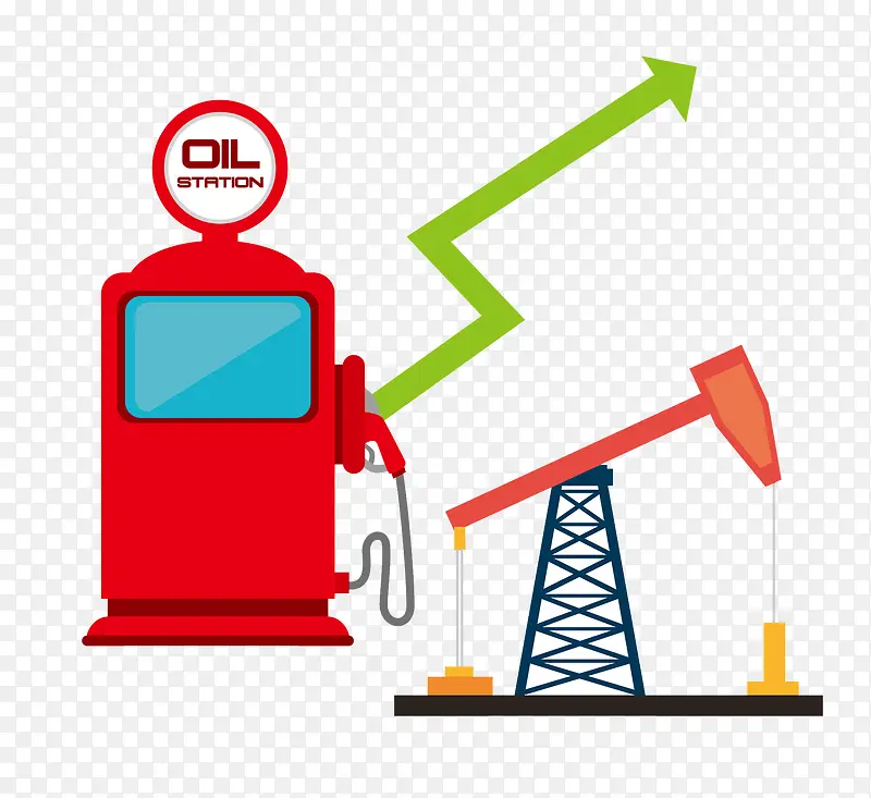 加油站红色石油开采卡通素材
