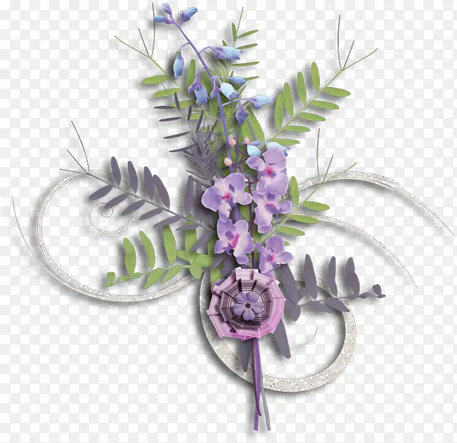 紫色花朵水晶花纹装饰