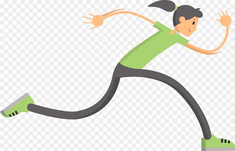 卡通绿色奔跑的女人图