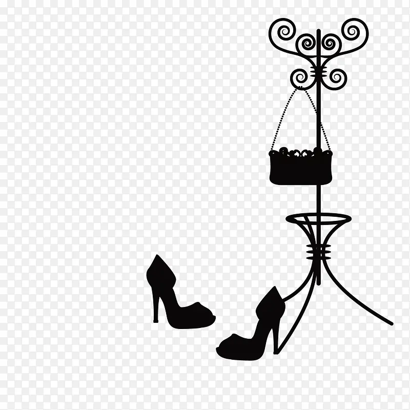 女性衣服架子和鞋子
