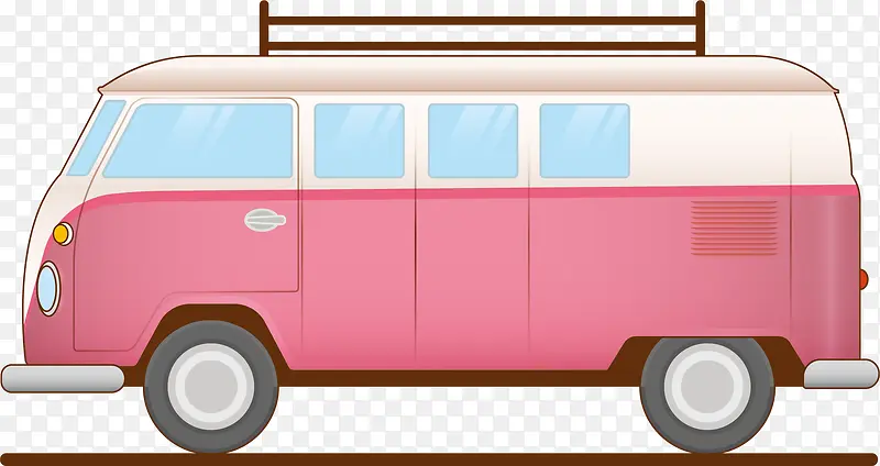 粉色旅行矢量巴士