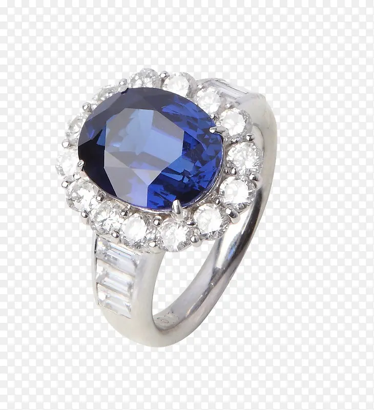 蓝宝石碎钻戒指