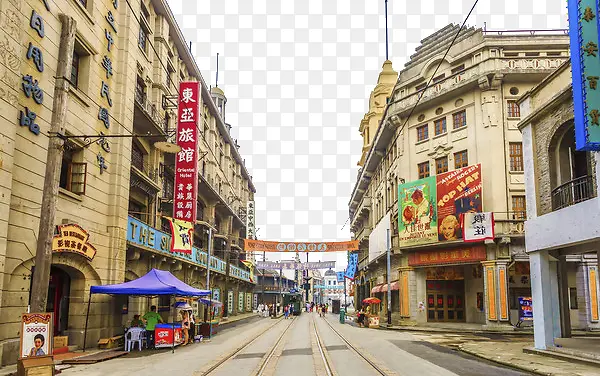 老上海街上建筑