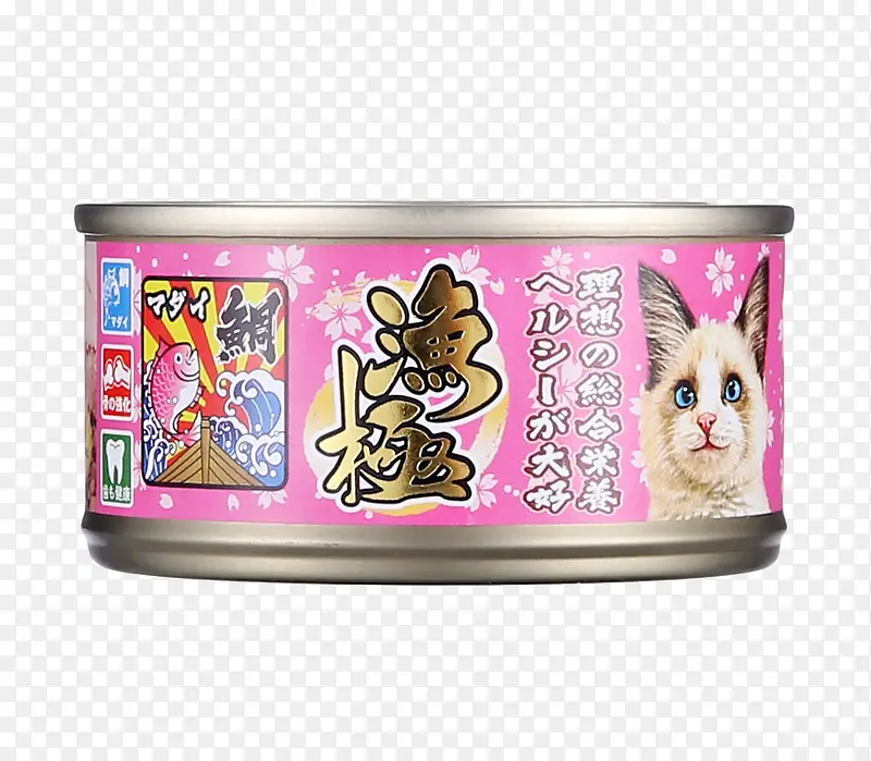 紫色猫咪食用猫罐头