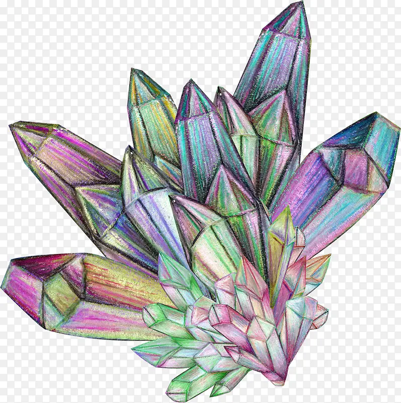 卡通手绘彩色水晶钻石装饰设计