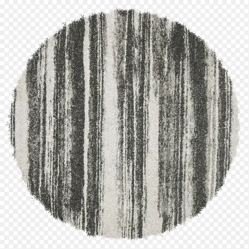 竖条黑白色花纹圆形地毯