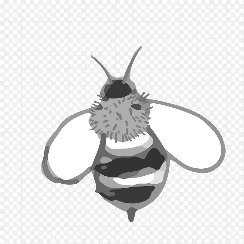 矢量黑白可爱小蜜蜂手绘