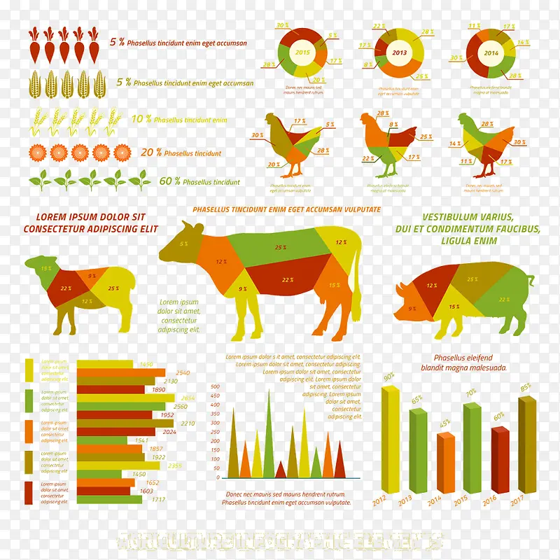 彩色表柱动物营养信息图表图片