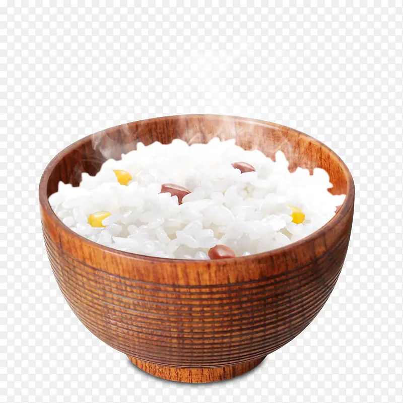 香喷喷的白米饭木碗