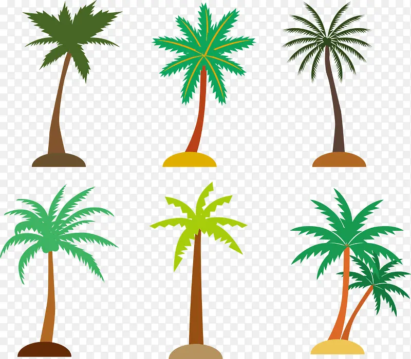 6种椰树图标矢量图