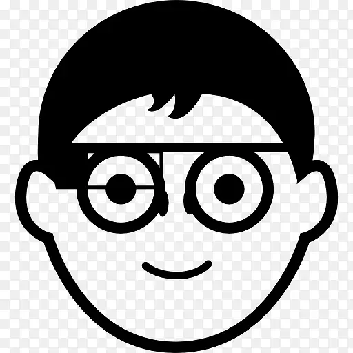男孩的脸圆眼镜和谷歌眼镜图标