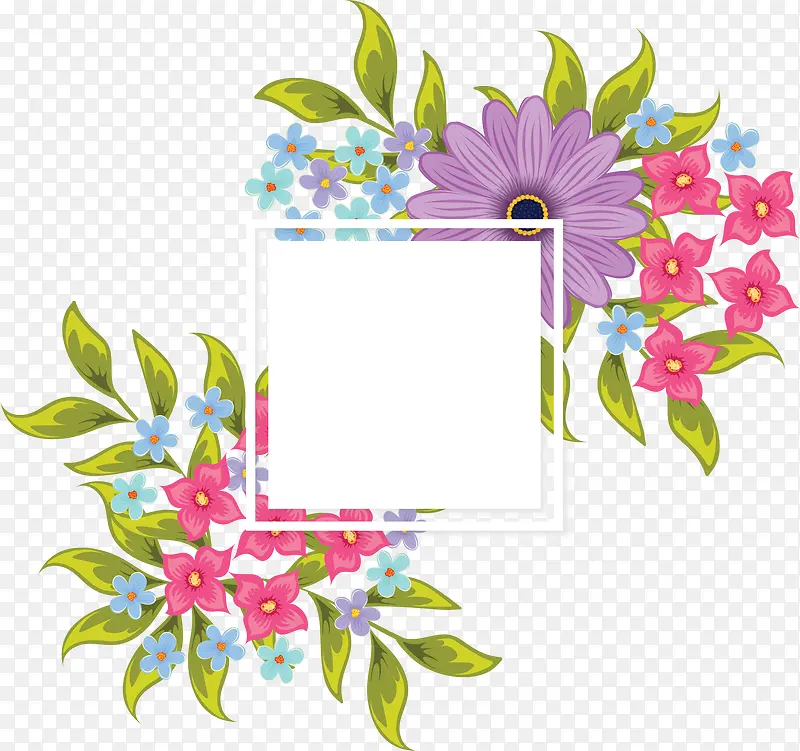 夏日彩色花朵标题框