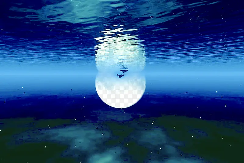 中秋节海面倒映月亮