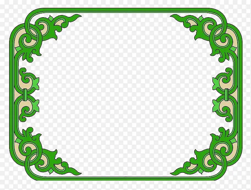 绿色矩形花纹边框