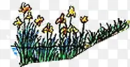 手绘绿色草地黄色小花