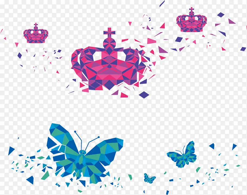 皇冠与蝴蝶矢量图