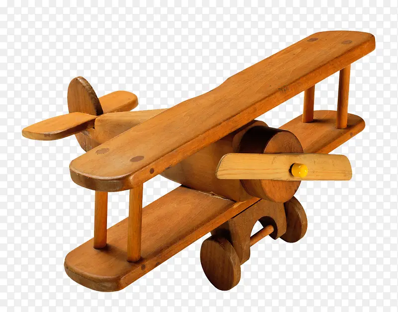 简洁实物木头小飞机免扣图
