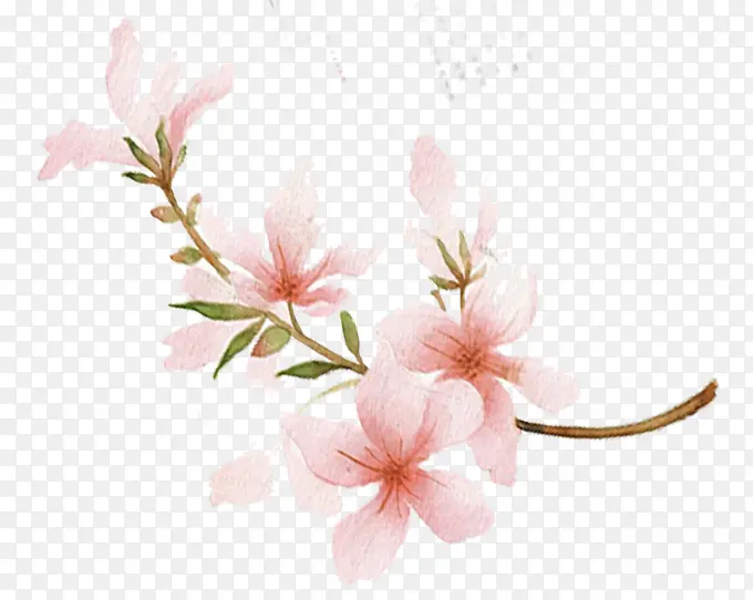 涂鸦植物花朵树叶效果粉色