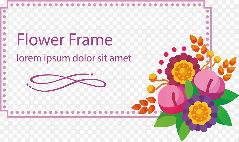 紫色矩形花朵装饰框