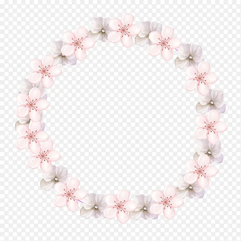 粉色花朵花环简图