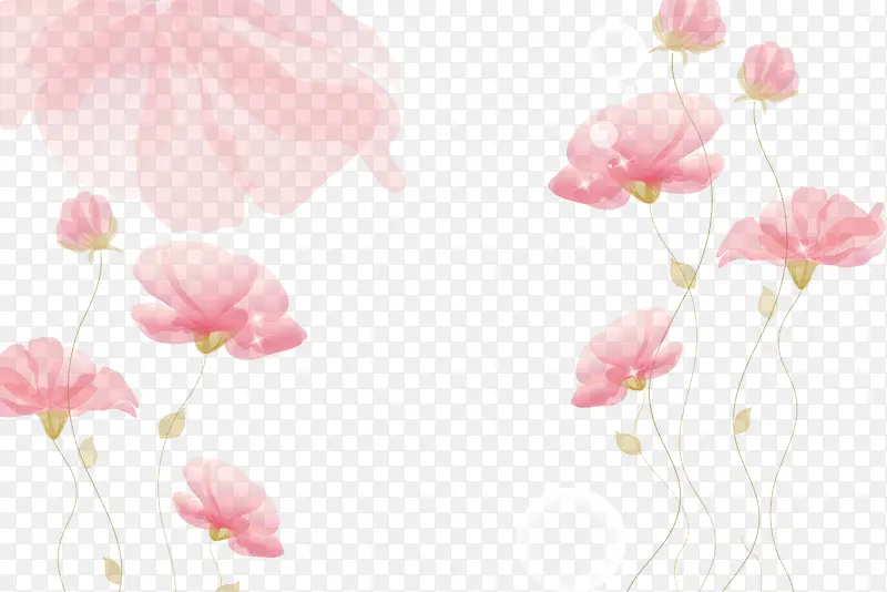 水墨粉色花朵背景