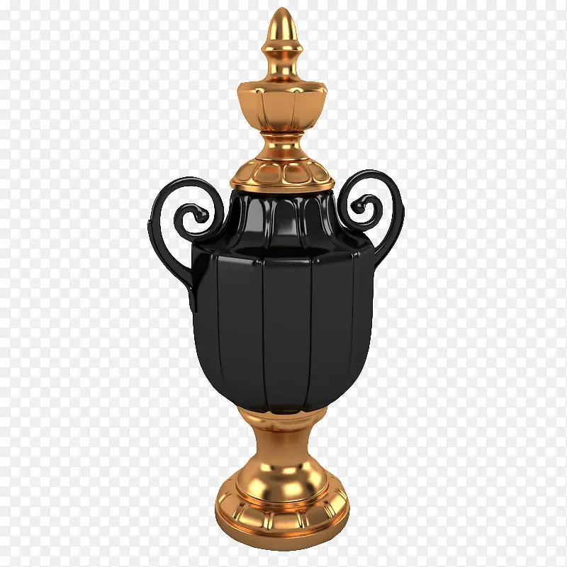 黑金色鎏金花纹花瓶装饰