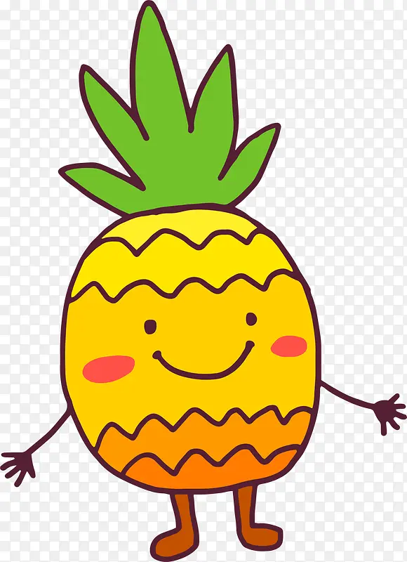 黄色扁平微笑菠萝
