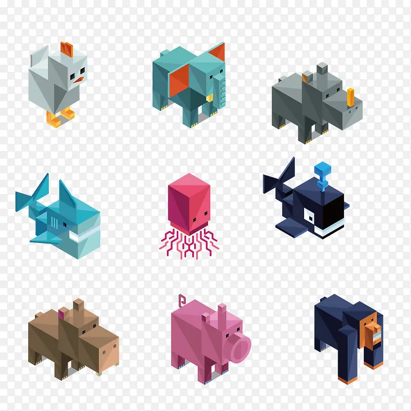 立体方块小动物
