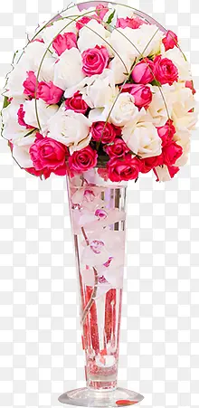 白色红色玫瑰花球婚礼