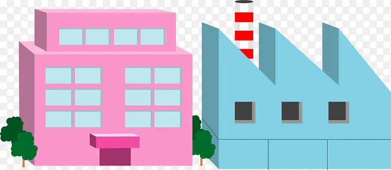 卡通粉色房屋小楼