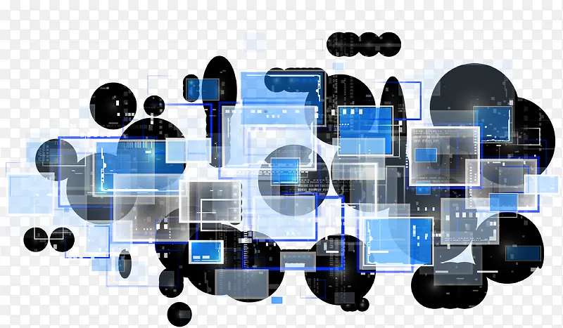 蓝色科幻圆圈方框装饰图案