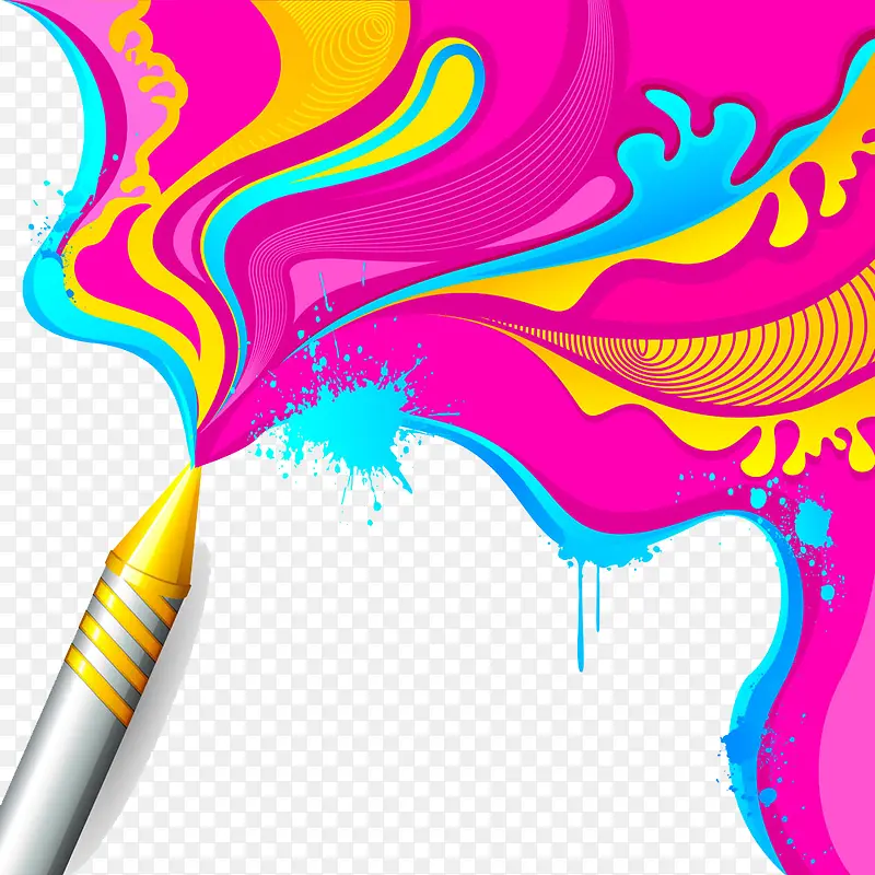 画笔与抽象彩色图案