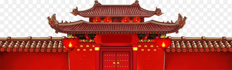 春节古典红色宫殿