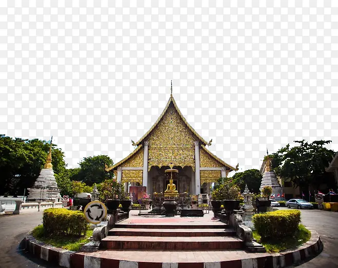 泰国清迈佛寺广场全景