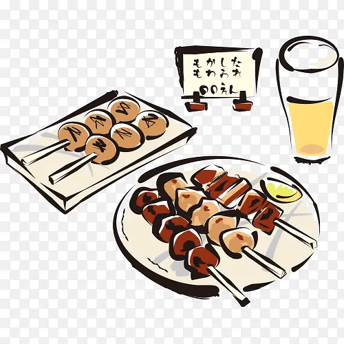 日式食物 可爱 简笔画 漫画 