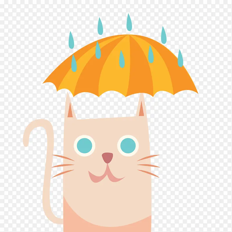 卡通撑伞的猫咪设计
