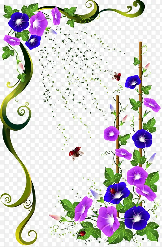 紫色喇叭花矢量装饰花纹素材