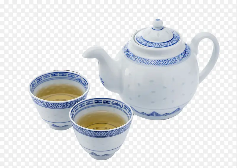 青瓷茶具功夫茶带茶水