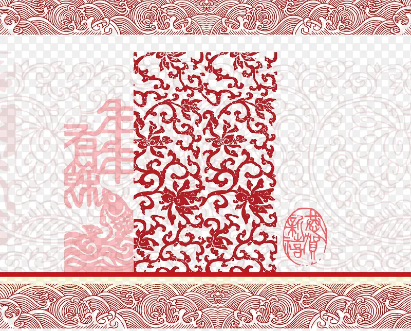 红色印花，底纹，淘宝素材