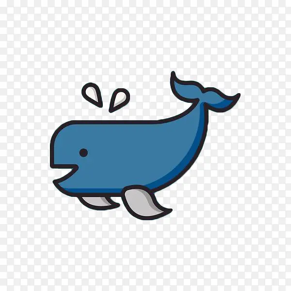 手绘扁平蓝色鲸鱼