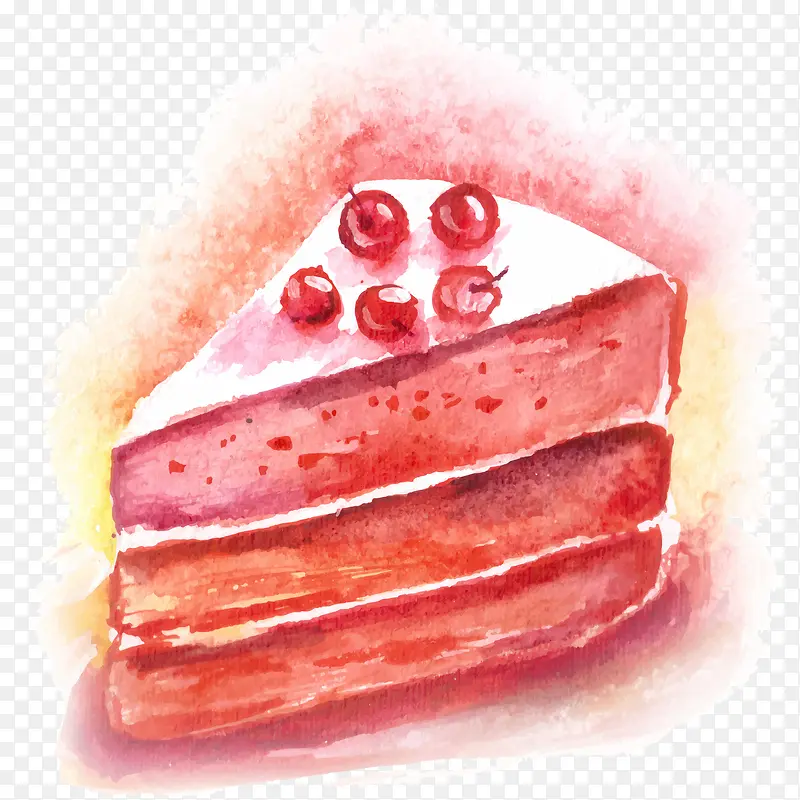 水彩手绘樱桃蛋糕设计