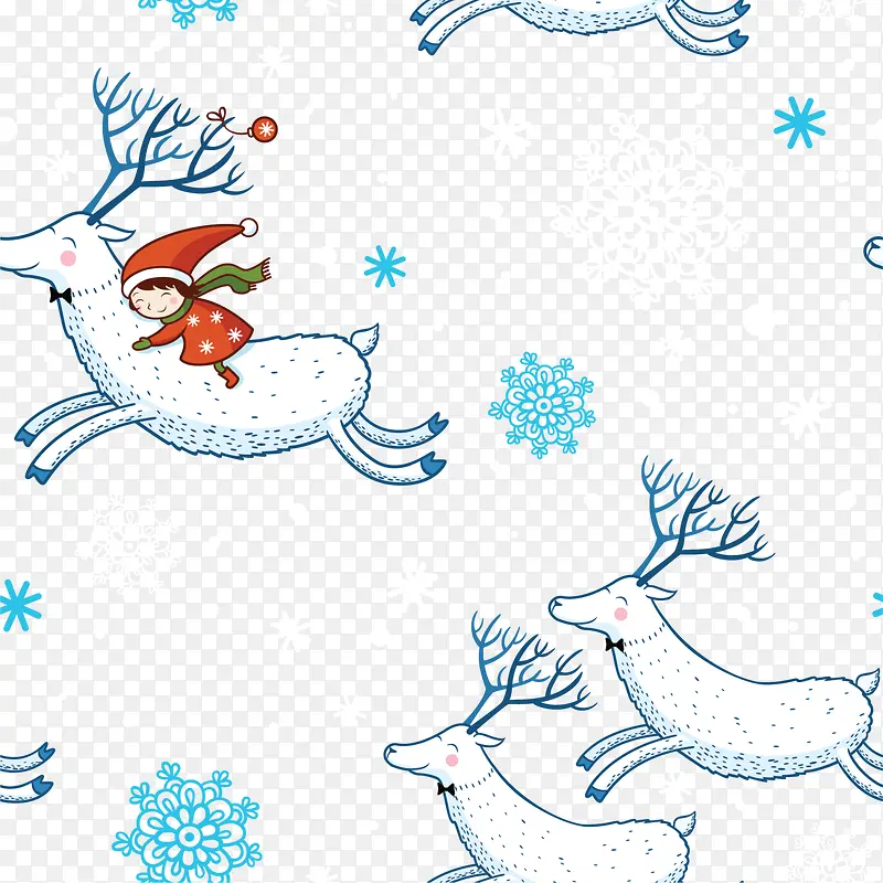 圣诞节可爱白色麋鹿