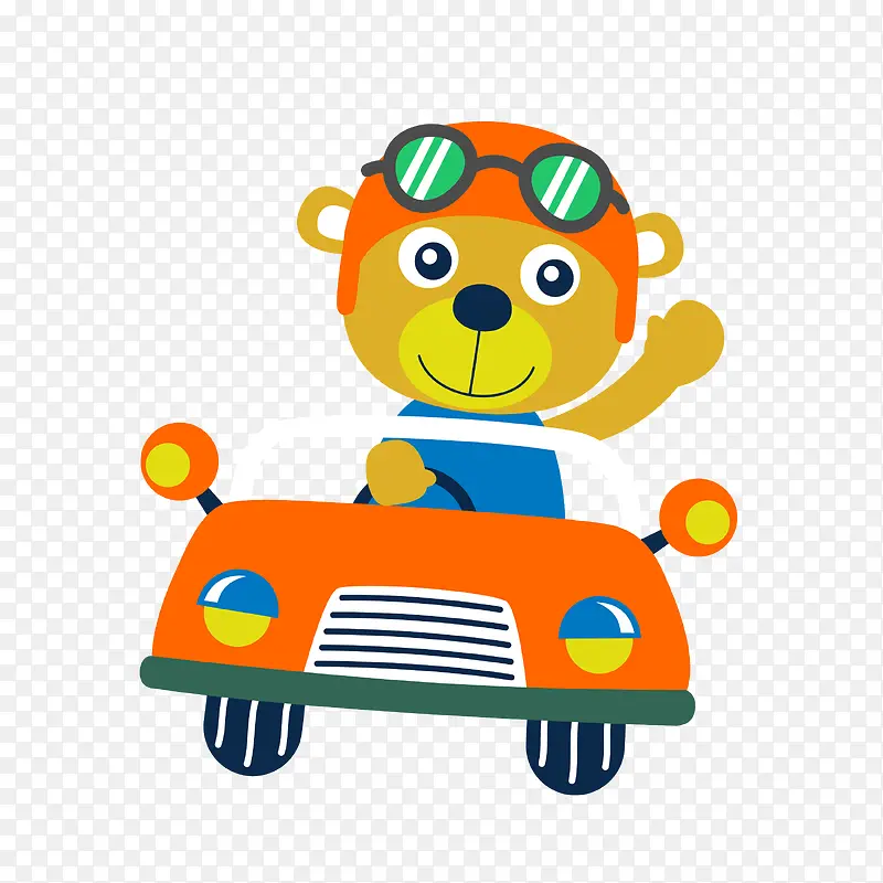 卡通可爱开车的小熊PNG素材