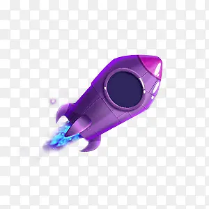 紫色背景装饰小火箭