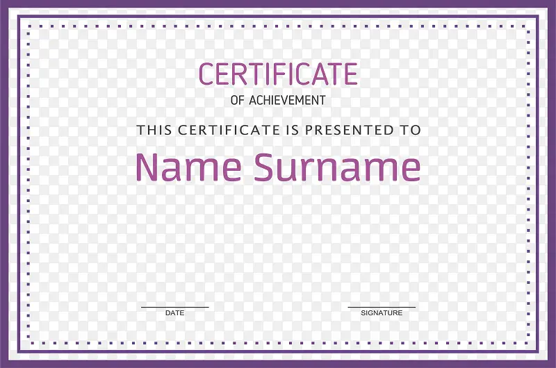 紫色线条边框证书模板