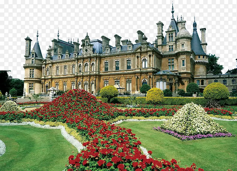 浪漫欧式城堡建筑花园美景