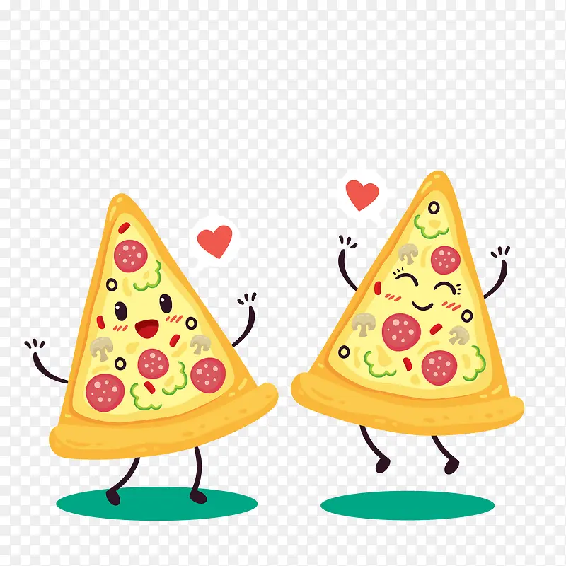 可爱表情三角披萨矢量图
