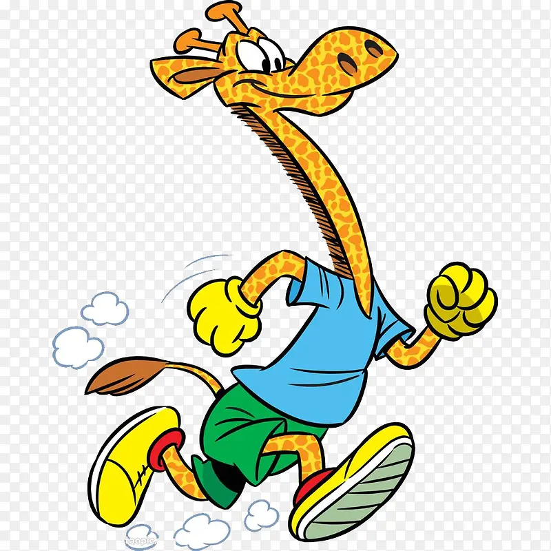 卡通可爱奔跑长颈鹿
