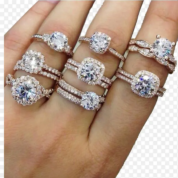 产品实物多种钻石戒指
